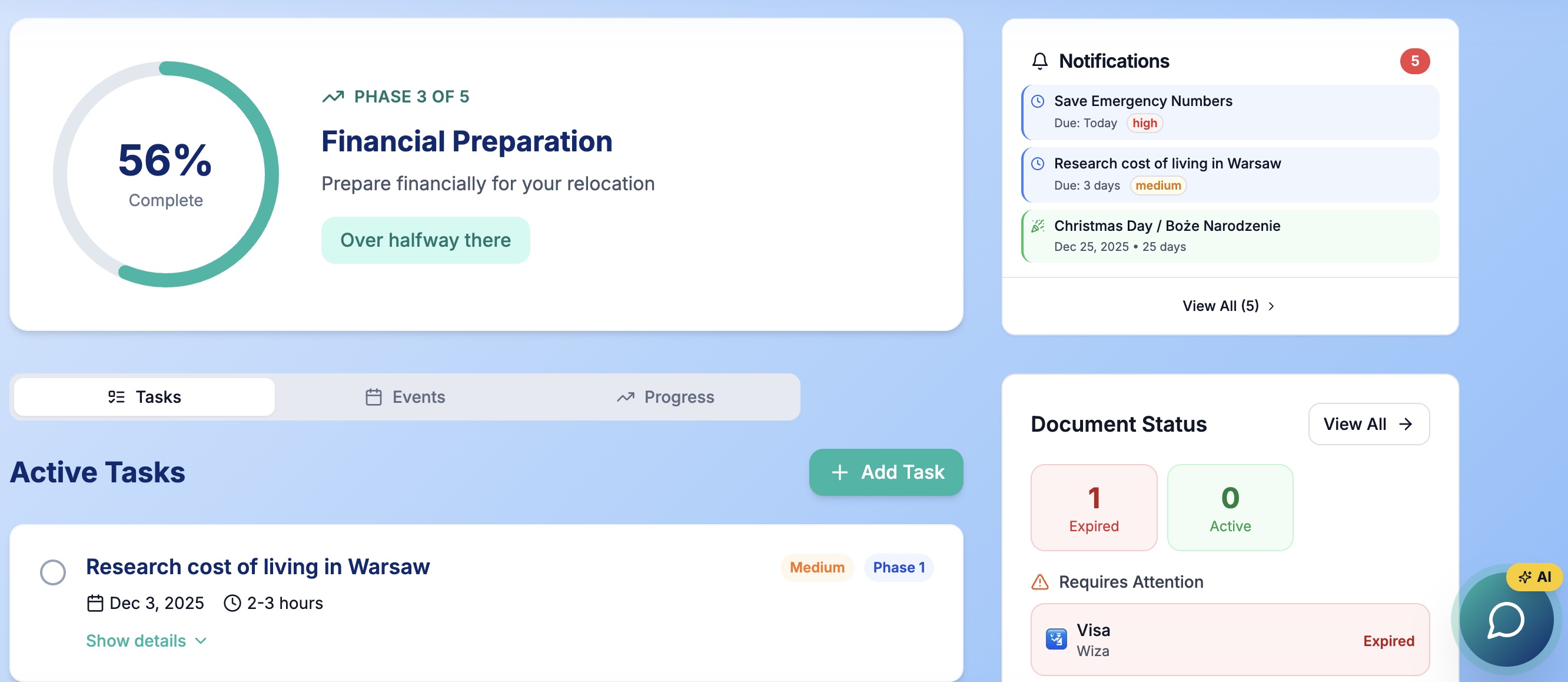 Expat Essentials Dashboard